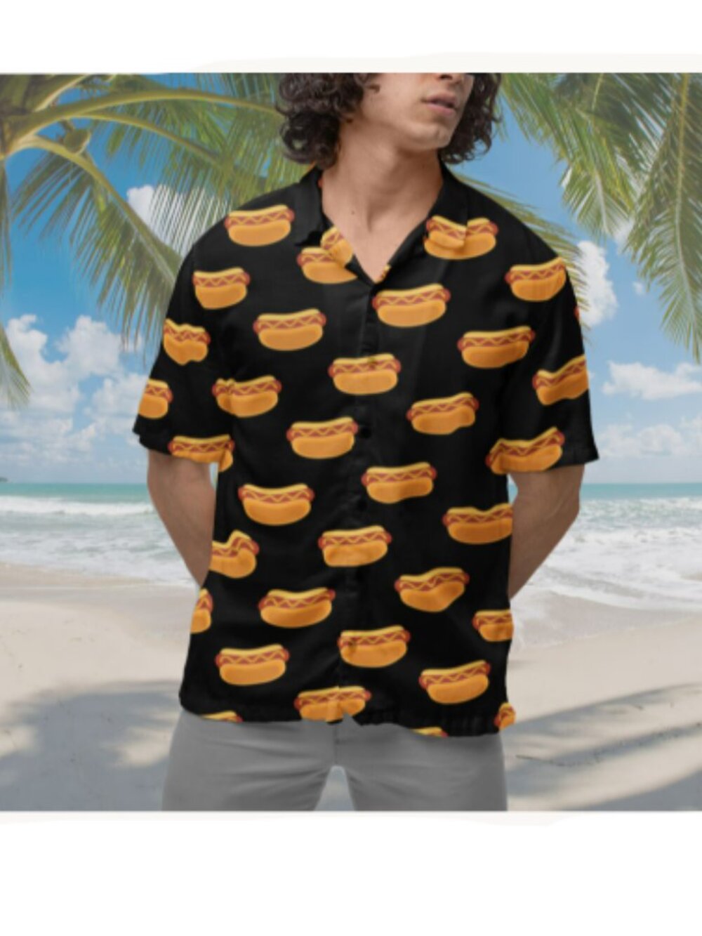 Hot Dog Hawaiian Shirt: Short-Sleeve Button-Down BBQ Shirt